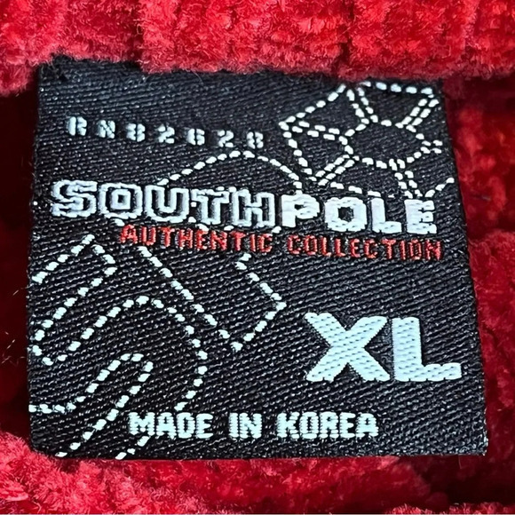 South‎ Pole Vintage Y2K Red Gray Thick Ribbed Mock Neck Sweater Men Size XL - Picture 5 of 8